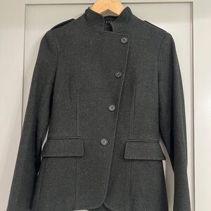 Theory Wool High Collar Military Style Blazer Jacket